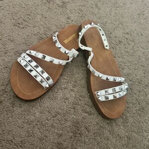 White studded sandals